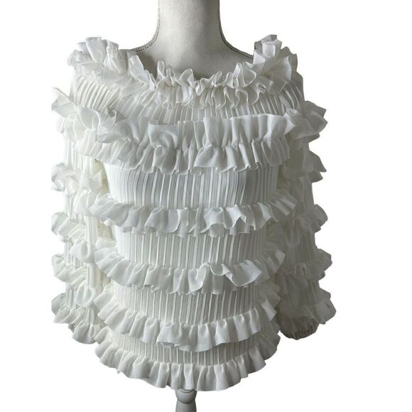 A.Z.I. New York Shoulder ruffle spaghetti strap blouse M - Picture 4 of 5